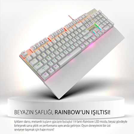 IKG-456 Mekanik Klavye | Blue Switch, 19 Rainbow Led, Full Anti-Ghosting, Mıknatıslı Bilek Desteği