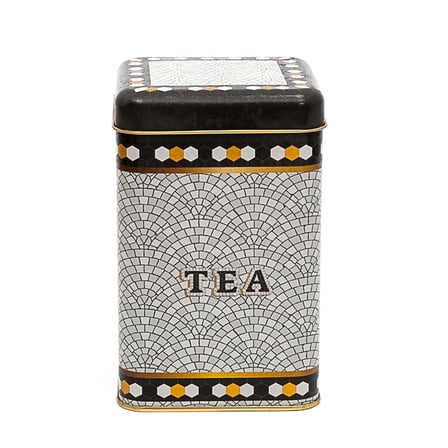 Evle Mosaic Tea Desenli Kare Metal Kutu, 10.5 x  10.5 x 16 cm, 1.7 lt