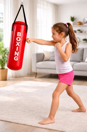 53 Cm X 20 Cm Hazır Dolu Kırmızı Çocuk Boks Kum Torbası
