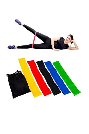 5 Farklı Seviyeli Çantalı Pilates Direnç Bandı Seti