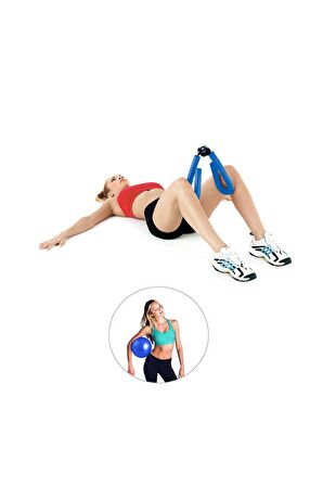 Spor Byfit Kol, Bacak, Basen Sıkılaştırıcı Kelebek Egzersiz Aleti Mavi + Denge Topu - 2'li Set