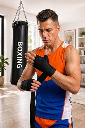 80 Cm X 30 Cm Siyah Boks Torbası + Boks Eldiveni + Boks Bandajı + Askı Aparatı - 4' Lü Set - Dolu