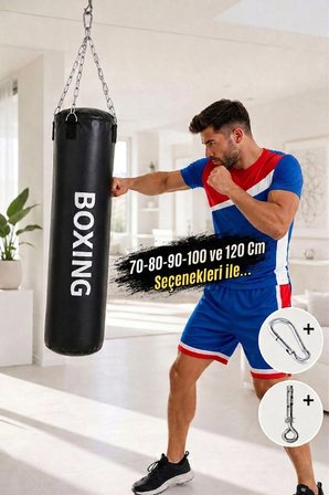 Hazır Dolu Boks Kum Torbası + Tavan Askı Kancası