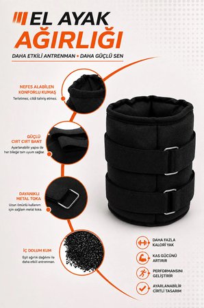 4 kg  X 2 Adet Siyah El Veya Ayak Bileği Ağırlığı