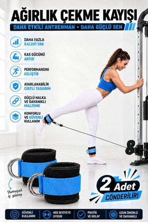 Ayak Bilek Kayışı D-ring Fitness Ağırlık Çekiş Aparatı
