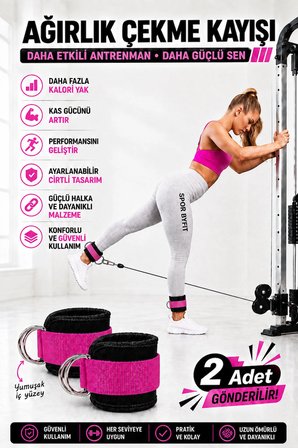 Spor Byfit Ayak Bilek Kayışı D-ring Fitness Ağırlık Çekiş Aparatı - FUŞYA