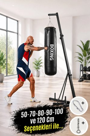 100 Cm Yırtılmaz Siyah Deluxe Boxing Boks Torbası
