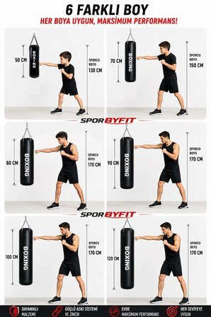 120 Cm Yırtılmaz Siyah Deluxe Boxing Boks Torbası