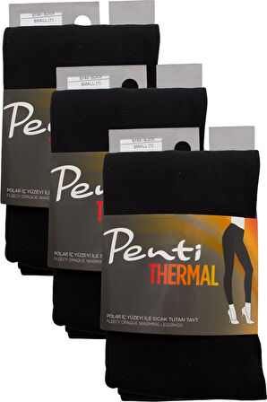 Termal 3'lü Kadın Siyah Içi Polar Esnek Tayt