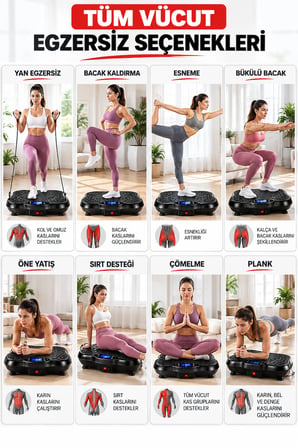 Titreşimli Spor Platformu – 99 Hız Seviyeli LCD Ekranlı Tüm Vücut Egzersiz Fitness ve Masaj Aleti