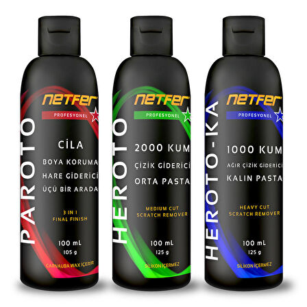 Netfer 3'lü Orta Kalın Pasta Cila Set - 3x100 mL