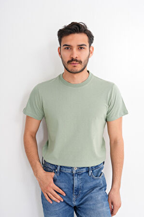 Basics&More Erkek Pamuklu Bisiklet Yaka T-Shirt - Rahat, Şık ve Zamansız Tasarım 20801