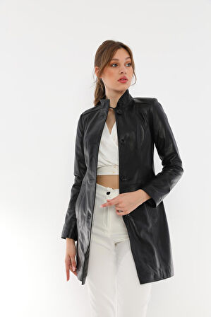 Basics&More Kadın Düğmeli Deri Ceket - B105