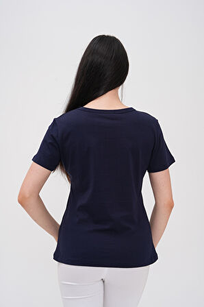 Basics&More Kadın Pamuklu Basic Bisiklet Yaka T-Shirt - 20791