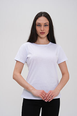 Basics&More Kadın Pamuklu Basic Bisiklet Yaka T-Shirt - 20791