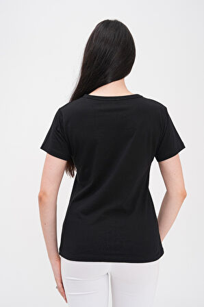 Basics&More Kadın Pamuklu Basic Bisiklet Yaka T-Shirt - 20791