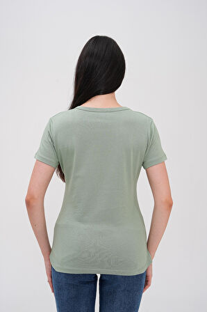 Basics&More Kadın Pamuklu Basic Bisiklet Yaka T-Shirt - 20791