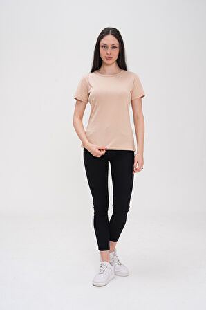 Basics&More Kadın Pamuklu Basic Bisiklet Yaka T-Shirt - 20791