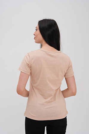 Basics&More Kadın Pamuklu Basic Bisiklet Yaka T-Shirt - 20791