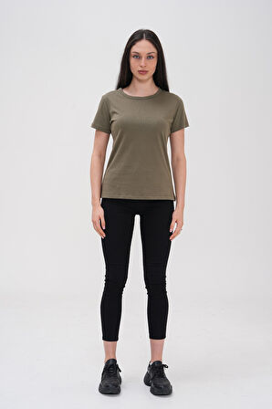 Basics&More Kadın Pamuklu Basic Bisiklet Yaka T-Shirt - 20791