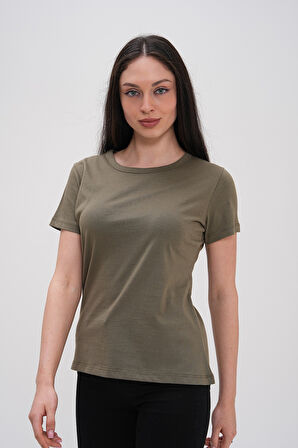 Basics&More Kadın Pamuklu Basic Bisiklet Yaka T-Shirt - 20791