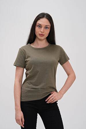 Basics&More Kadın Pamuklu Basic Bisiklet Yaka T-Shirt - 20791