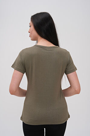 Basics&More Kadın Pamuklu Basic Bisiklet Yaka T-Shirt - 20791