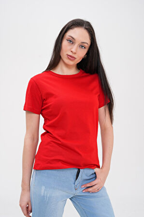 Basics&More Kadın Pamuklu Basic Bisiklet Yaka T-Shirt - 20791