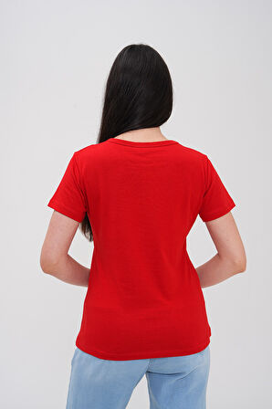 Basics&More Kadın Pamuklu Basic Bisiklet Yaka T-Shirt - 20791