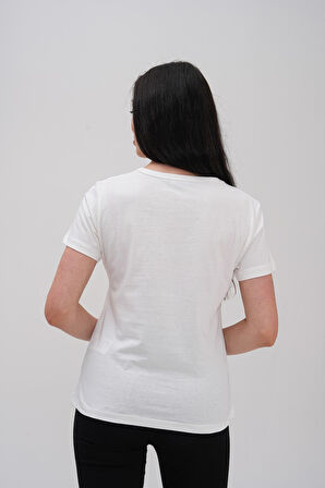 Basics&More Kadın Pamuklu Basic Bisiklet Yaka T-Shirt - 20791