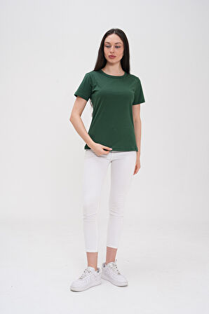 Basics&More Kadın Pamuklu Basic Bisiklet Yaka T-Shirt - 20791