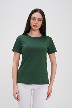 Basics&More Kadın Pamuklu Basic Bisiklet Yaka T-Shirt - 20791