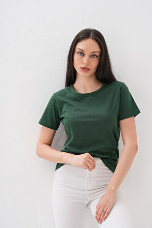 Basics&More Kadın Pamuklu Basic Bisiklet Yaka T-Shirt - 20791