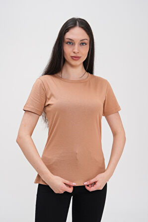 Basics&More Kadın Pamuklu Basic Bisiklet Yaka T-Shirt - 20791