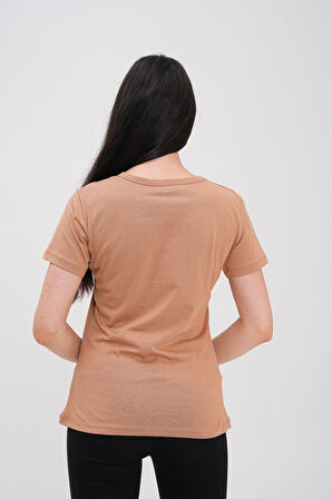 Basics&More Kadın Pamuklu Basic Bisiklet Yaka T-Shirt - 20791