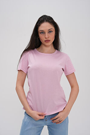 Basics&More Kadın Pamuklu Basic Bisiklet Yaka T-Shirt - 20791