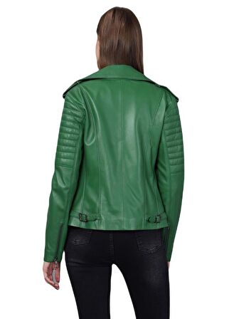 Basics&More Kadın Motorcu Deri Ceket BM02