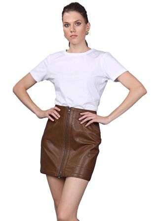 Basics&More Kadın Hakiki Deri Etek SK02
