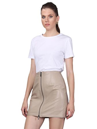 Basics&More Kadın Hakiki Deri Etek SK02