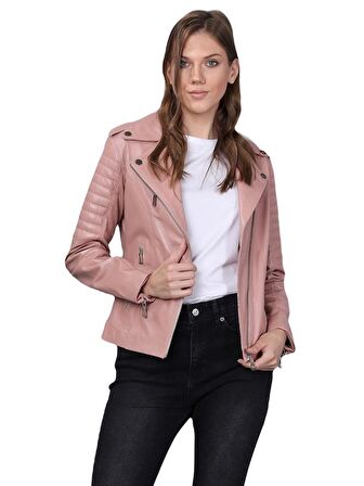 Basics&More Kadın Motorcu Deri Ceket BM02