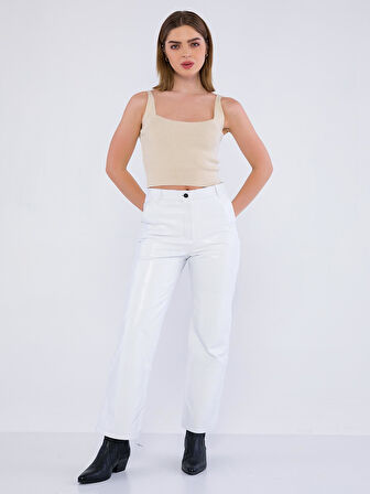 Basics&More Kadın Hakiki Deri Pantolon P03