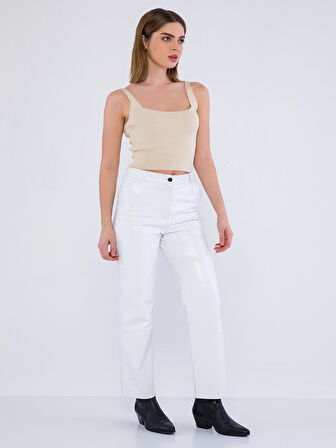 Basics&More Kadın Hakiki Deri Pantolon P03