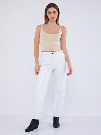 Basics&More Kadın Hakiki Deri Pantolon P03