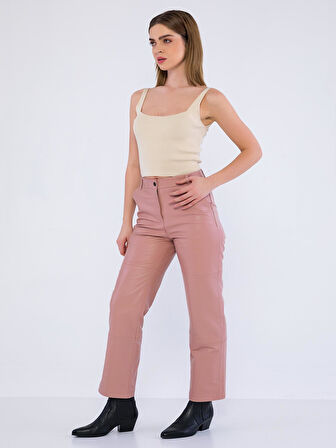 Basics&More Kadın Hakiki Deri Pantolon P03