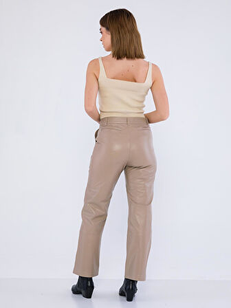 Basics&More Kadın Hakiki Deri Pantolon P03