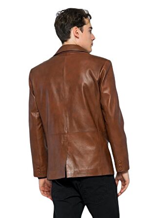 Basics&More Erkek Hakiki Deri Blazer Ceket - EBLAZER