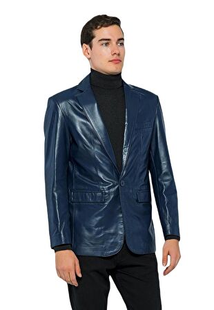 Basics&More Erkek Hakiki Deri Blazer Ceket - EBLAZER