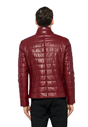 Basics&More Erkek Şişme Hakiki Deri Ceket - 8488