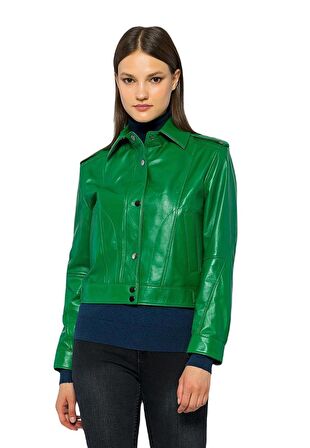 Basics&More Kadın Hakiki Deri Ceket - Kendall