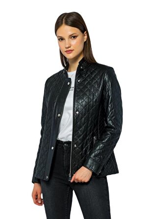 Basics&More Kadın Kapitoneli Deri Ceket Dunna